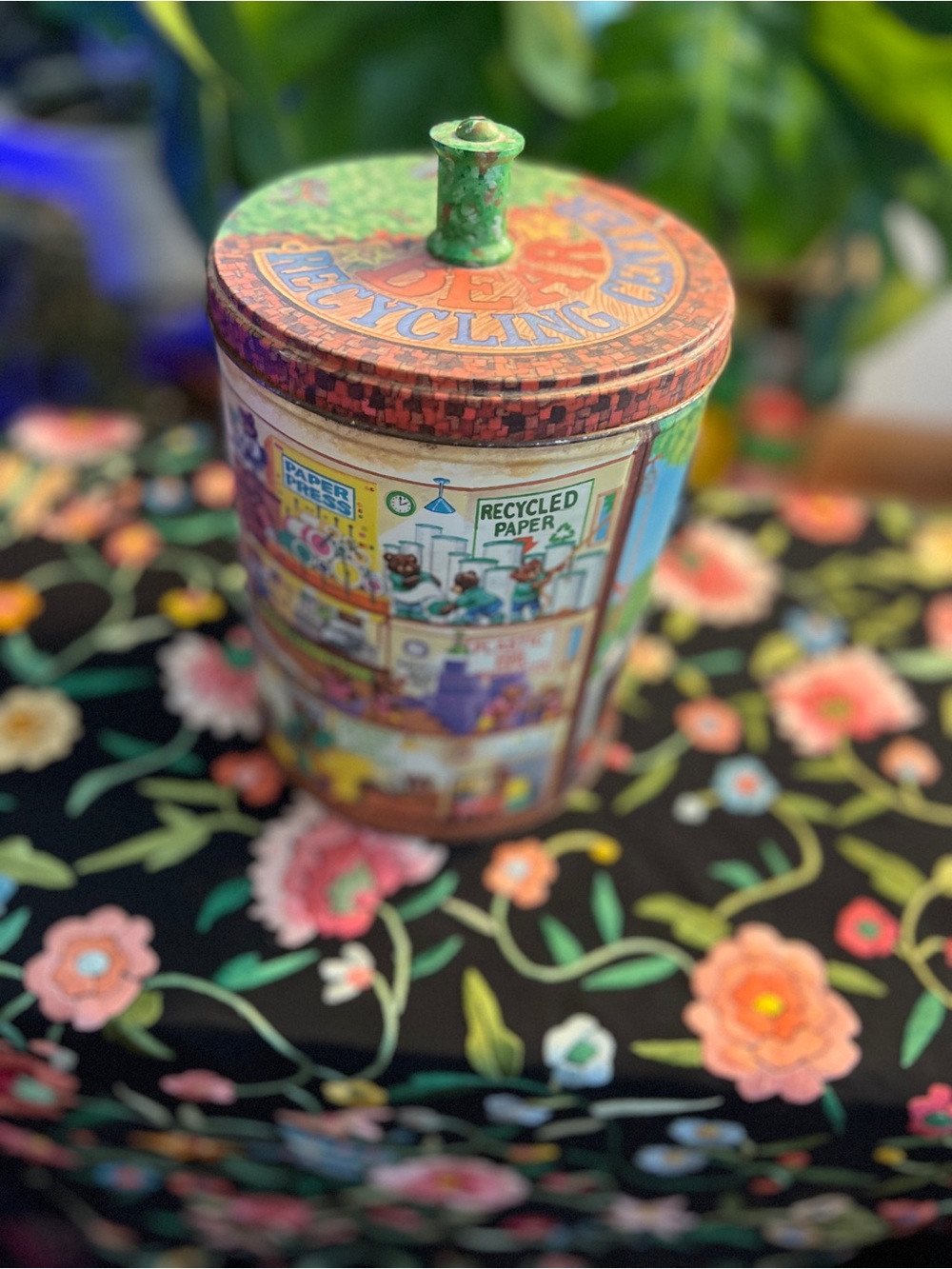 90s Teddy bear recycling center storage canister